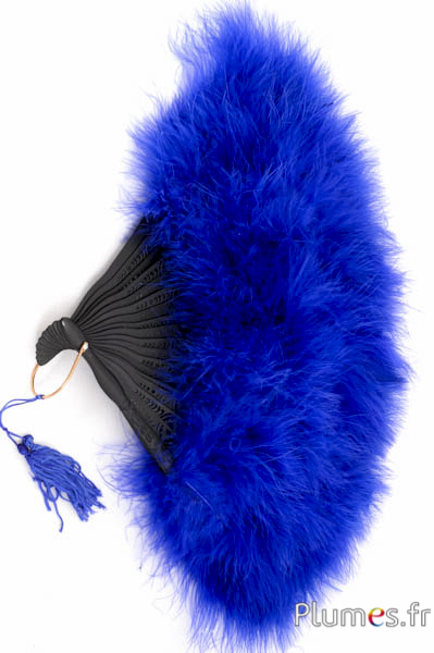 Éventail en plumes de dinde - 50 x 28 cm - bleu